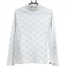 [Excellent Condition] Adidas Long-Sleeve High-Neck Shirt, Light Gray x White, All-Over Print on Front and Sleeves, Women's Golf Wear