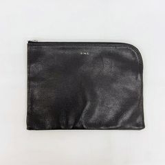 PHIGVEL Leather Purse Scratch Bag, Second Bag, Plain Leather, Cotton Lining, Men's - Black, Bag DF18589