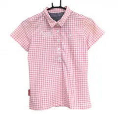 ルコックゴルフ 半袖ポロシャツ ピンク×白 ギンガムチェック レディース M ゴルフウェア le coq sportif