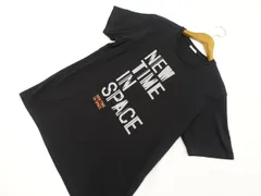 未使用品 ジーユー GU 洗える 半袖 ラウンドネック Tシャツ L ブラック地 グレー 英字  メール便可 中古