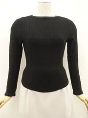 未使用品  長袖 ボートネック ニットカットソー  ブラック   中古