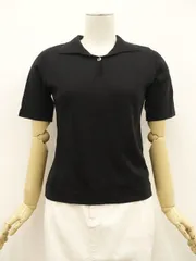 未使用品 洗える 半袖 ニットカットソー M-L ブラック メール便可 中古