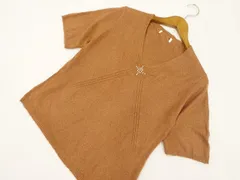 未使用品 半袖 Vネック 洗える Vネック ニットセーター M相当 ブラウン杢   メール便可 中古