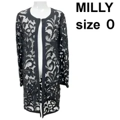 ◇ ミリー MILLY マグノリアレースコート Magnolia Lace Coat ロングカーディガン リーフ柄 アメリカ製 黒 0 XS～S相当 レディース S6D318のサムネイル