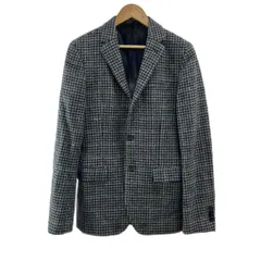 バナナリパブリック BANANA REPUBLIC テーラードジャケット 上着 ウール 34R ネイビー 紺 グレー 千鳥格子柄 ノッチドラペル 長袖 /PP ■GY49