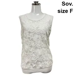 □ ソブ Sov. ダブルスタンダードクロージング ニットベスト レース 花柄 透け感 異素材ドッキング 白 F S～M 7号～9号 レディース S6D342のサムネイル