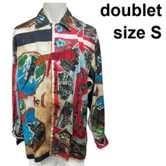 ◇ ダブレット doublet シャツ  FRINGE EMBROIDERY SCARF PRINTED SHIRT ヴィンテージスカーフ パッチワーク風 白 赤 水色 S メンズ S6D344のサムネイル