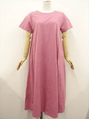 未使用品 マキシ丈 半袖 ラウンドネック ワンピース ピンク系  中古