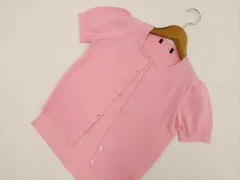 未使用品 洗える半袖カーディガン+キャミソール ニットアンサンブル2点セット 2 ピンク  メール便可 中古