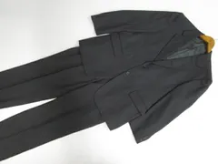 メンズ 美品 MW 長袖テーラードジャケット+ツータックスラックス 秋冬スーツ2点セット 98BE5 ブラック系 中古