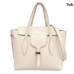 TOD'S トッズトートバッグ シュリンクレザー 肩掛け ホワイト 保存袋付き TOD'S トッズトートバッグ シュリンクレザー 肩掛け ホワイト 保存袋