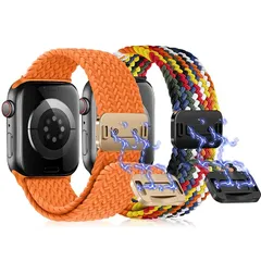 【新品】 [SinRenn] 2枚入り バンド Apple Watch 41mm/40mm/42/38mm 用 交換ベルト 編み 弾力性 ベルト ナイロン 編み込み 磁気吸着式バックル スポーツ メンズ レディース 時計バンド スマートウォッチバンド iW 0