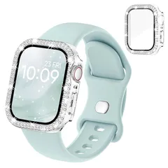 【新品】 [Straplanet] コンパチブル Apple Watch バンド シリコン アップルウォッチ バンド Apple Watch キラキラ ケース付き 互換用のアップルウォッチ ベルトとカバー 一体型 全面保護 ダイヤモンド オシャレ レディー 1
