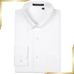 【新品】 [HISDERN] ワイシャツ 長袖 メンズ ボタンダウン ノーアイロン 白 ストレッチ 高通気 形態安定 ビジネス スリム おしゃれ yシャツ 701Super 首回り43cm 0
