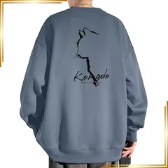 【新品】 [Prinior] メンズ トレーナー 丸襟 パーカー 長袖 プルオーバー 秋服 おおきいサイズ お洒落 柔らかい肌触り 無地 カジュアル 通気性 長袖tシャツ 快適 プリント 耐摩耗 カットソー 英字 アウトドア Blue-4XL 1