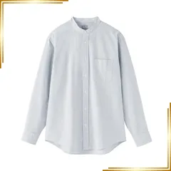 【新品】 無印良品 紳士 洗いざらしオックススタンドカラー長袖シャツ メンズ AC4ACA6S ブルーストライプ M 1