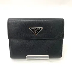 【PRADA】プラダ 二つ折り財布 ブラック 三角ロゴ レザー☆
