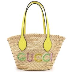 未使用級 24ss グッチ かごバッグ ラフィア レザー 肩掛け可能 - メルカリ