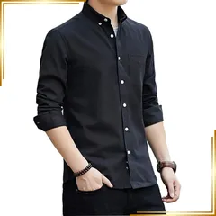 【新品】 [foveitaa] メンズ シャツ 長袖 オックスフォード シャツ カジュアル ビジネス シンプル オシャレ 無地 春秋冬 吸汗速乾 汗染み防止 快適 軽い 柔らかい 無地 ワイシャツ black L 1