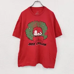PEANUTS　ピーナツ　スヌーピー　半袖プリントTシャツ　赤　レッド　XLサイズ　古着