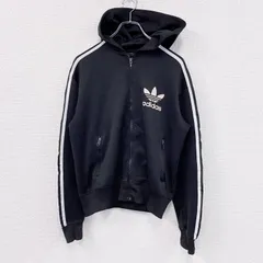00s　adidas　アディダス　トラックジャケット/ジャージパーカー　デカロゴ　トレフォイルロゴ　ヴィンテージ　黒　ブラック　Sサイズ　古着