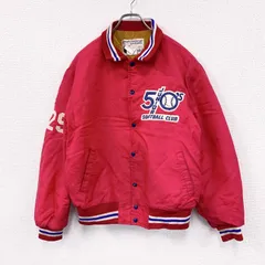～90s　professional jackets　スタジャン/スタジアムジャケット　レターマンジャケット　襟付き　ヴィンテージ　赤　Lサイズ　古着