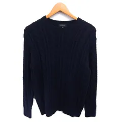 バーニーズニューヨーク BARNEYS NEW YORK ニット セーター 丸首 ケーブル編み ウール 長袖 S ネイビー 紺 /TTのサムネイル