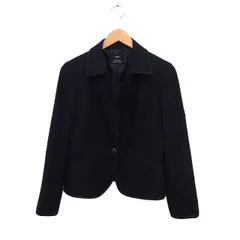 23区 オンワード樫山 ツイード ステンカラー ジャケット ラメブレンド シルク混 40 ブラック 黒 /FT