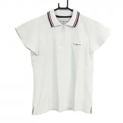 【超美品】トミーヒルフィガー 半袖ポロシャツ 白系 ハーフジップ 織生地 胸ロゴ レディース S ゴルフウェア Tommy Hilfiger Golf