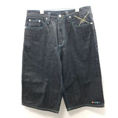 COOGI ストライプ刺繍 デニムショートパンツ W34 クージー ショーツ COOGI ストライプ刺繍 デニムショートパンツ W34 クージー ショーツ
