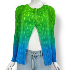 新品同様 ISSEY MIYAKE イッセイミヤケ PLEATS PLEASE プリーツプリーズ カーディガン グラデーション サイズ3