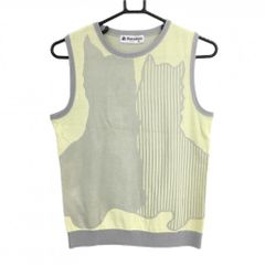 [Excellent Condition] Black & White Knit Vest, Yellow x Gray, Front Logo, Back Embroidery, Women's Golf Wear