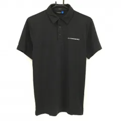 【超美品】ジェイリンドバーグ 半袖ポロシャツ 黒×白 胸元ロゴ 背面プリント メンズ S ゴルフウェア J．LINDEBERG