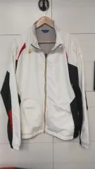 アシックス 白 スポーツ ジャケット ウォームアップ 前面 ジョグ わずかな染み 確認