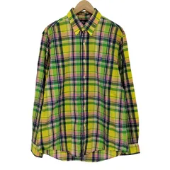 ラルフローレン RALPH LAUREN 00S CUSTOM FIT ロゴ刺繍 チェック ロングスリーブ ボタンダウンシャツ メンズ import：M 