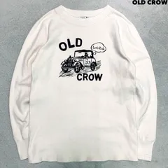 OLD CROW / GLAD HAND ロングスリーブTシャツ 長袖カットソー ロンT  フロッキープリント ホットロッド Mサイズ アイボリー オフホワイト 白系 オールドクロウ オールドクロー グラッドハンドのサムネイル