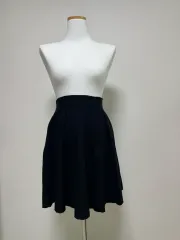 ブラック ニット プリーツ ミニスカート