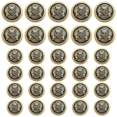 【人気商品】ブレザー スーツ 手芸 ボタン 前ボタン 20mm 10個 袖ボタン 15mm 20個 シングル5着分 (ブラック&ゴールド)