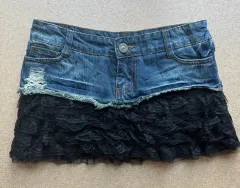 ヴィンテージ レイヤード デニム ティアード スカート