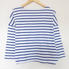 Le Minor ルミノア ボーダー ドロップショルダー 長袖 バスクシャツ Tシャツ サイズ1 ブルー ホワイト レディース 古着 中古 USED