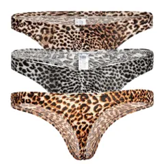 メンズ 下着 ヒョウ柄 ブリーフ Tバック セクシー おしゃれ ストレッチ 立体設計 フィット 男性用インナー ビキニブリーフ M 3枚セット
