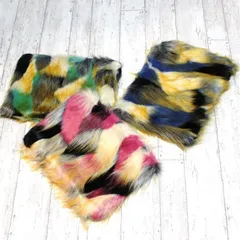 【在庫処分SALE】クラッチバッグ ミックスファー ファーバッグ レインボーカラー バッグ ネイビー 紺  RAA-0533