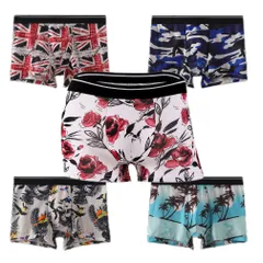 メンズボクサーパンツ 5枚セット 接触冷感 ひんやり 快適 通気性 薄手 夏 ムレにくい インナー お得セット L 5枚セット