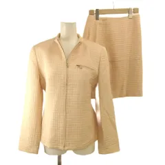 アンタイトル UNTITLED スカートスーツ セットアップ ジャケット タイトスカート膝丈 9 ペールオレンジ オレンジ ペールピンク 長袖 /YU ■ECC003