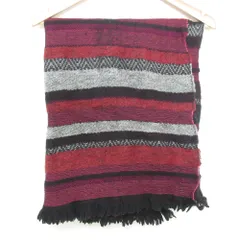 良品 MISSONI ミッソーニ ストライプ ニットストール マフラー レッド系 レディース 古着 中古 USED