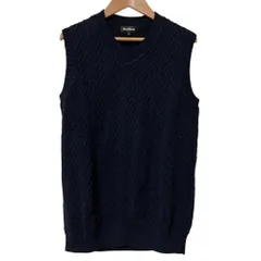 美品 Paul Stuart ポールスチュアート Vネック ニット ベスト Mサイズ ネイビー レディース 古着 中古 USED