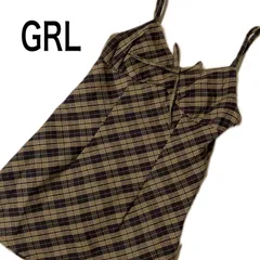 GRL グレイル　キャミ　ミニワンピース　チェック　ブラウン系　Sサイズ