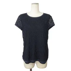 マレーラ MARELLA Tシャツ カットソー 刺繍 レース シアー M 紺のサムネイル
