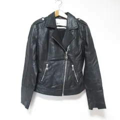 美品 DOMA ドマ レザー ライダースジャケット S ブラック レディース 古着 中古 USED