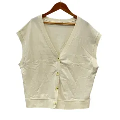 良品 UNMINOU アンミヌ Vネック ワイド ニットベスト オフホワイト レディース 古着 中古 USED